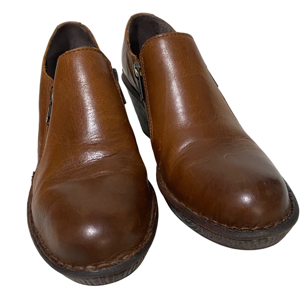 Born Elliott Double Zip Clogs Womens 8 Brown Casual Comfort Western Office Soft
